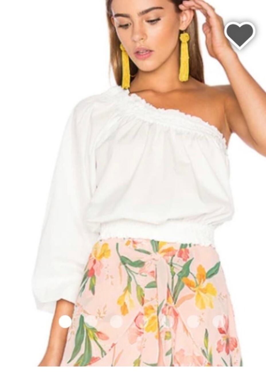 Free People Anabelle Asymmetrical Top One Shoulder Lettuce Hem White Size M